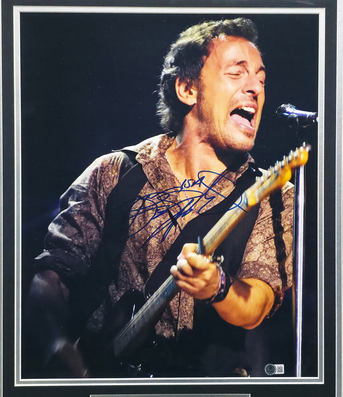Bruce Springsteen Autographed Framed 16x20 Photo The Boss Beckett BAS #AE11283