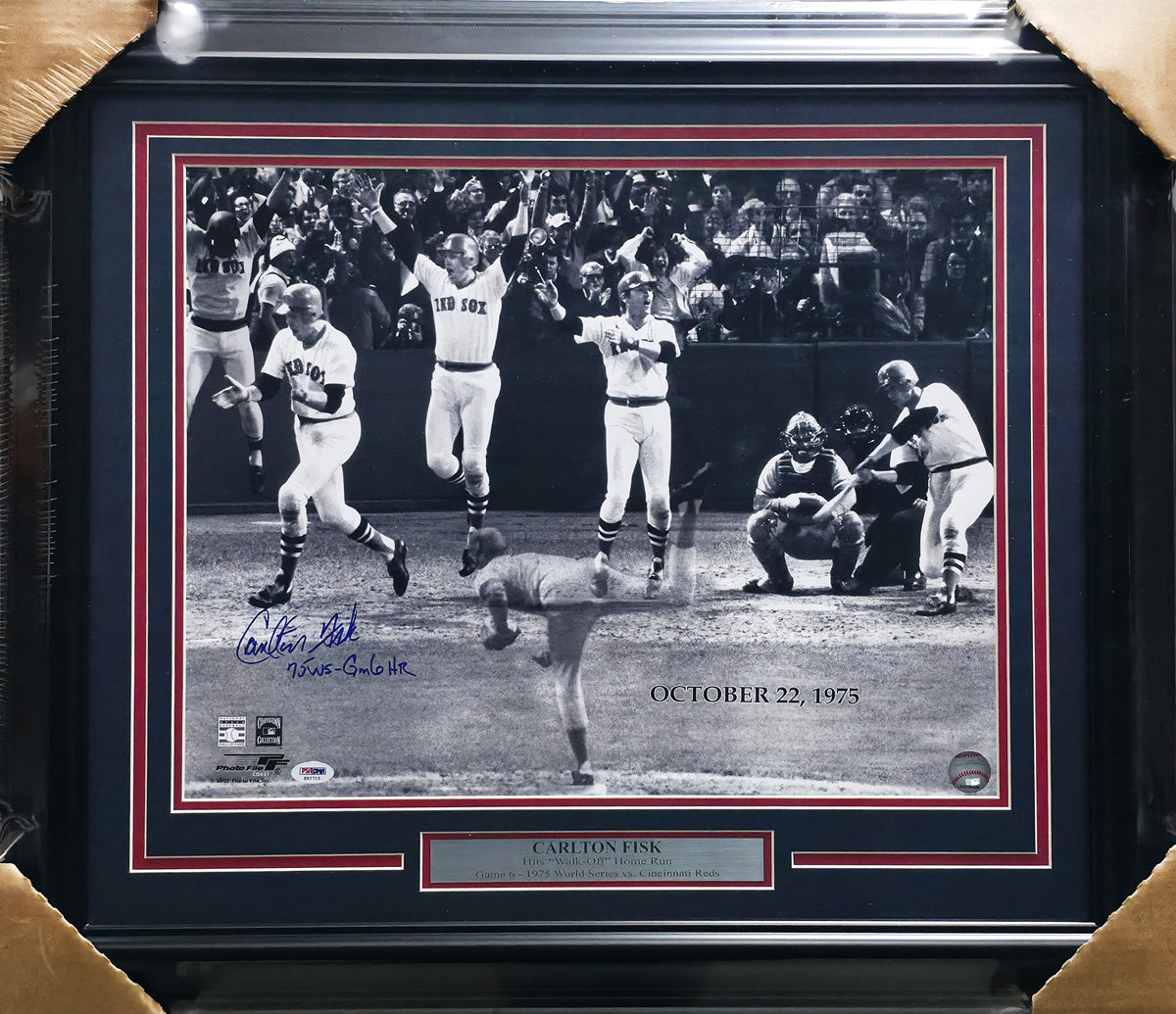 Carlton Fisk Autographed Framed 16x20 Photo Boston Red Sox "75 WS-Gm6 HR" PSA/DNA #S92715