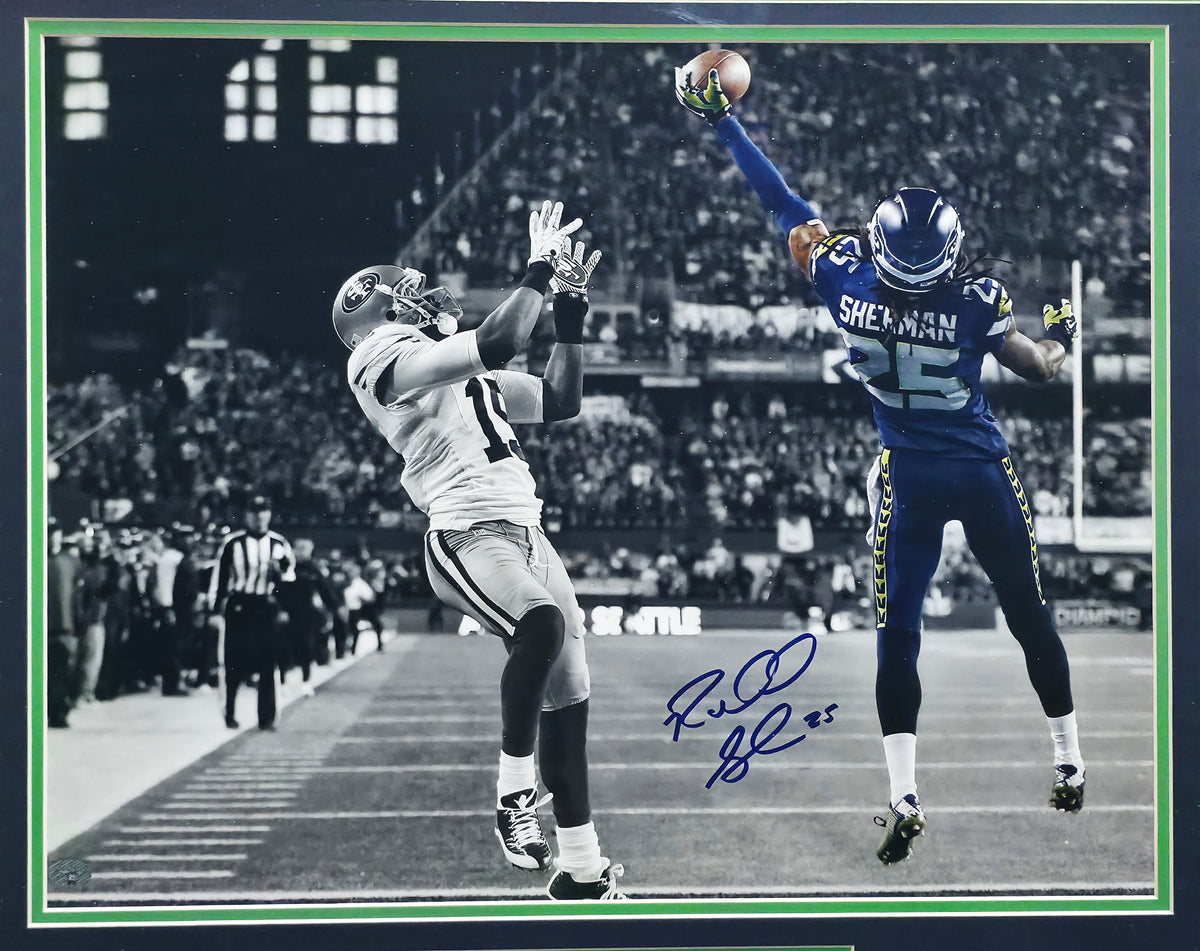 Richard Sherman Autographed Framed 16x20 Photo Seattle Seahawks The Tip RS Holo #13097
