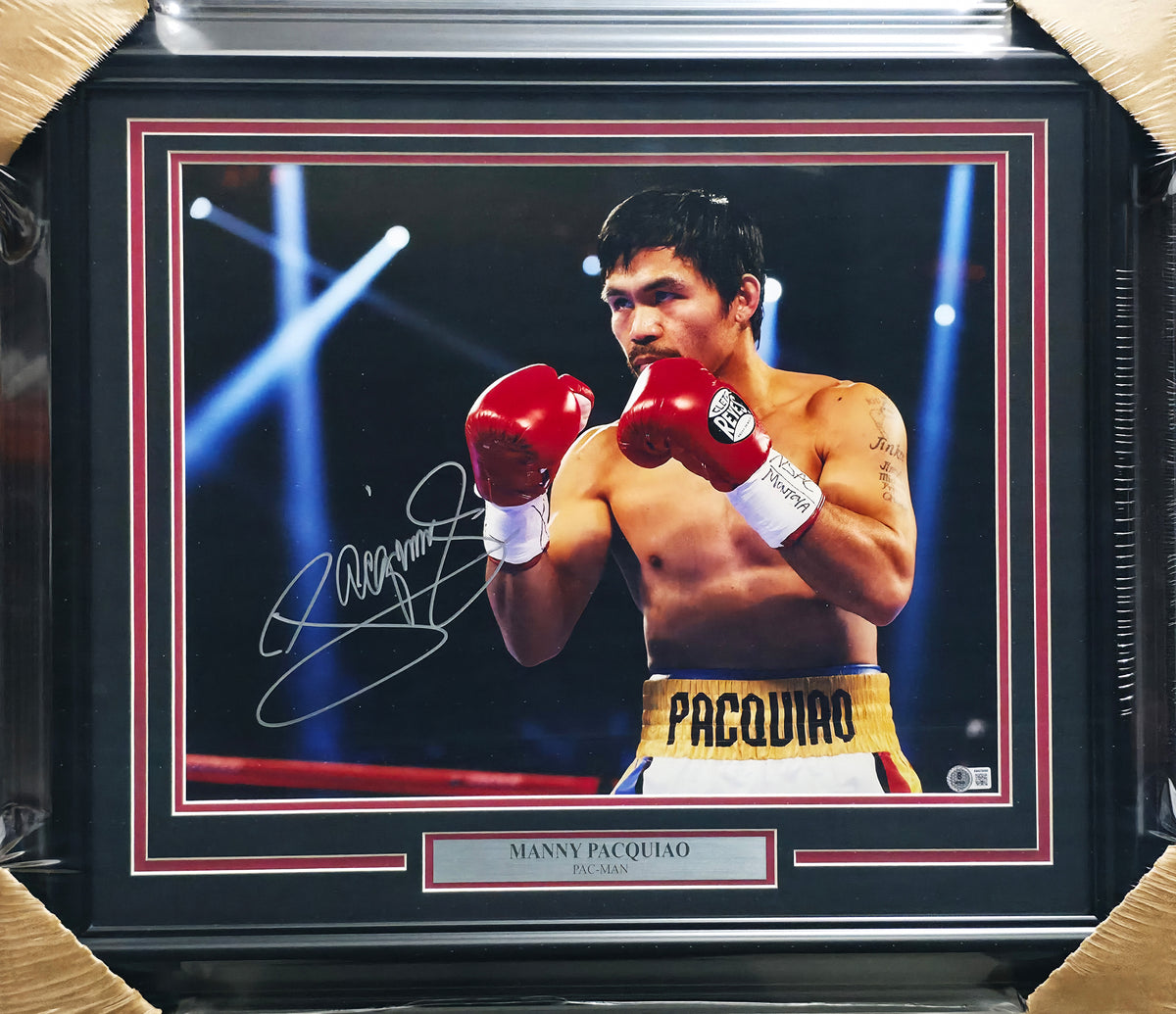 Manny Pacquiao Autographed Framed 16x20 Photo Beckett BAS Witness #4W629880