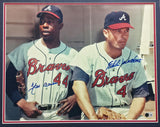 Hank Aaron & Eddie Mathews Autographed Framed 16x20 Photo Atlanta Braves Beckett BAS #AG020304