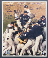 1998 New York Yankees World Series Champions Autographed Framed 16x20 Photo With 20 Signatures Including Derek Jeter & Mariano Rivera Beckett BAS #AG020328