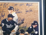 1998 New York Yankees World Series Champions Autographed Framed 16x20 Photo With 20 Signatures Including Derek Jeter & Mariano Rivera Beckett BAS #AG020328