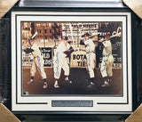 New York Baseball Legends Autographed Framed 16x20 Photo With 4 Signatures Including Mickey Mantle & Joe DiMaggio Beckett BAS #AG020310