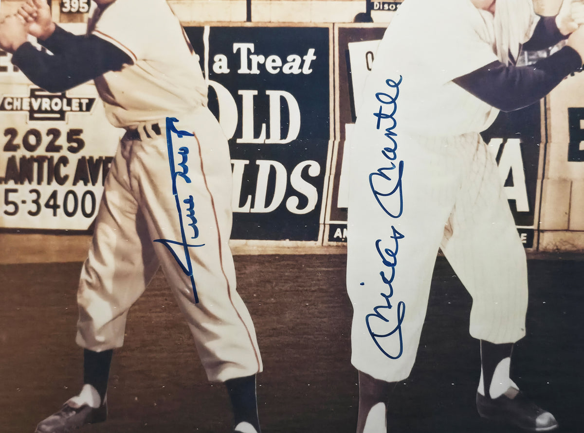 New York Baseball Legends Autographed Framed 16x20 Photo With 4 Signatures Including Mickey Mantle & Joe DiMaggio Beckett BAS #AG020310