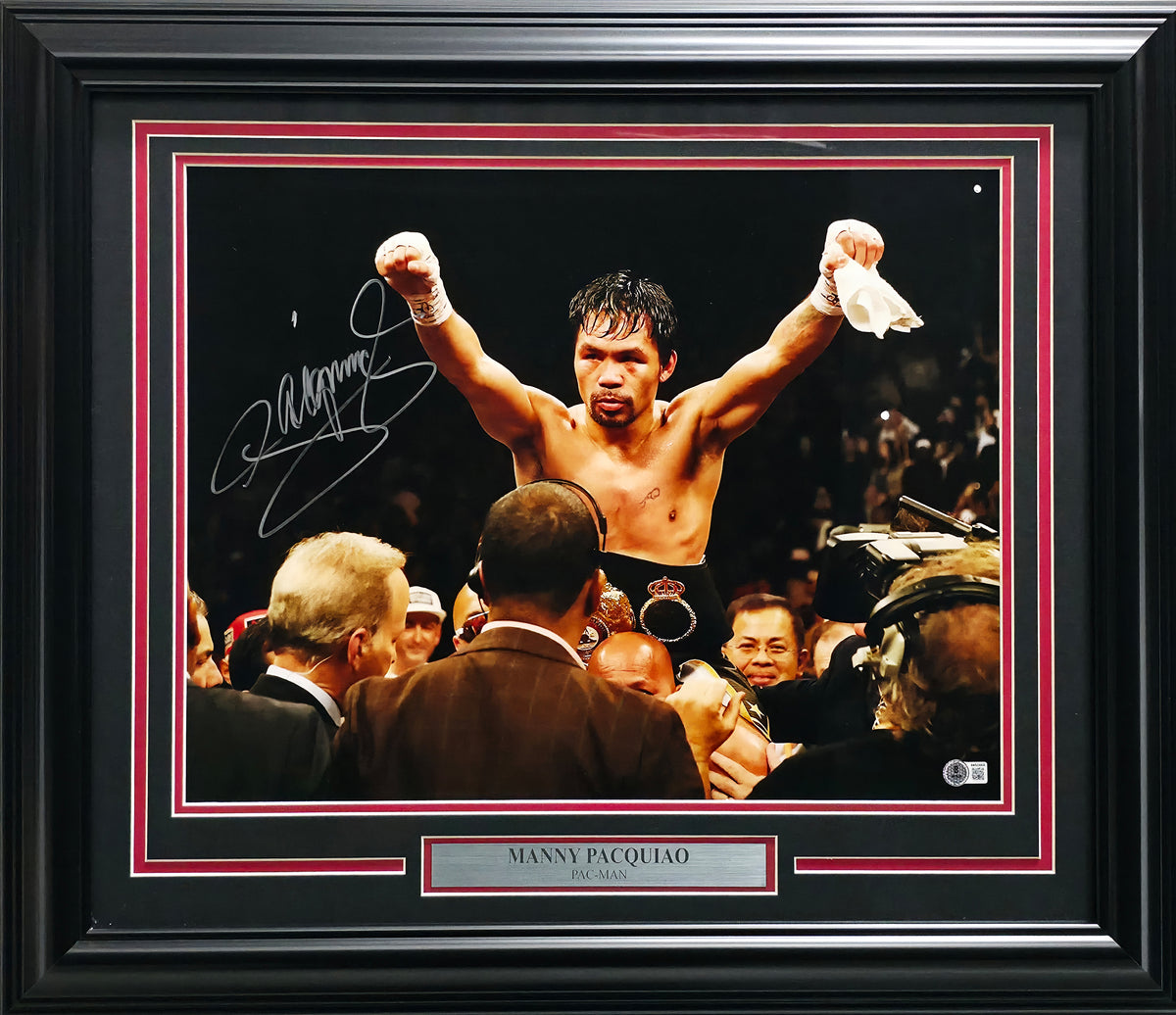 Manny Pacquiao Autographed Framed 16x20 Photo Beckett BAS Witness #4W629956