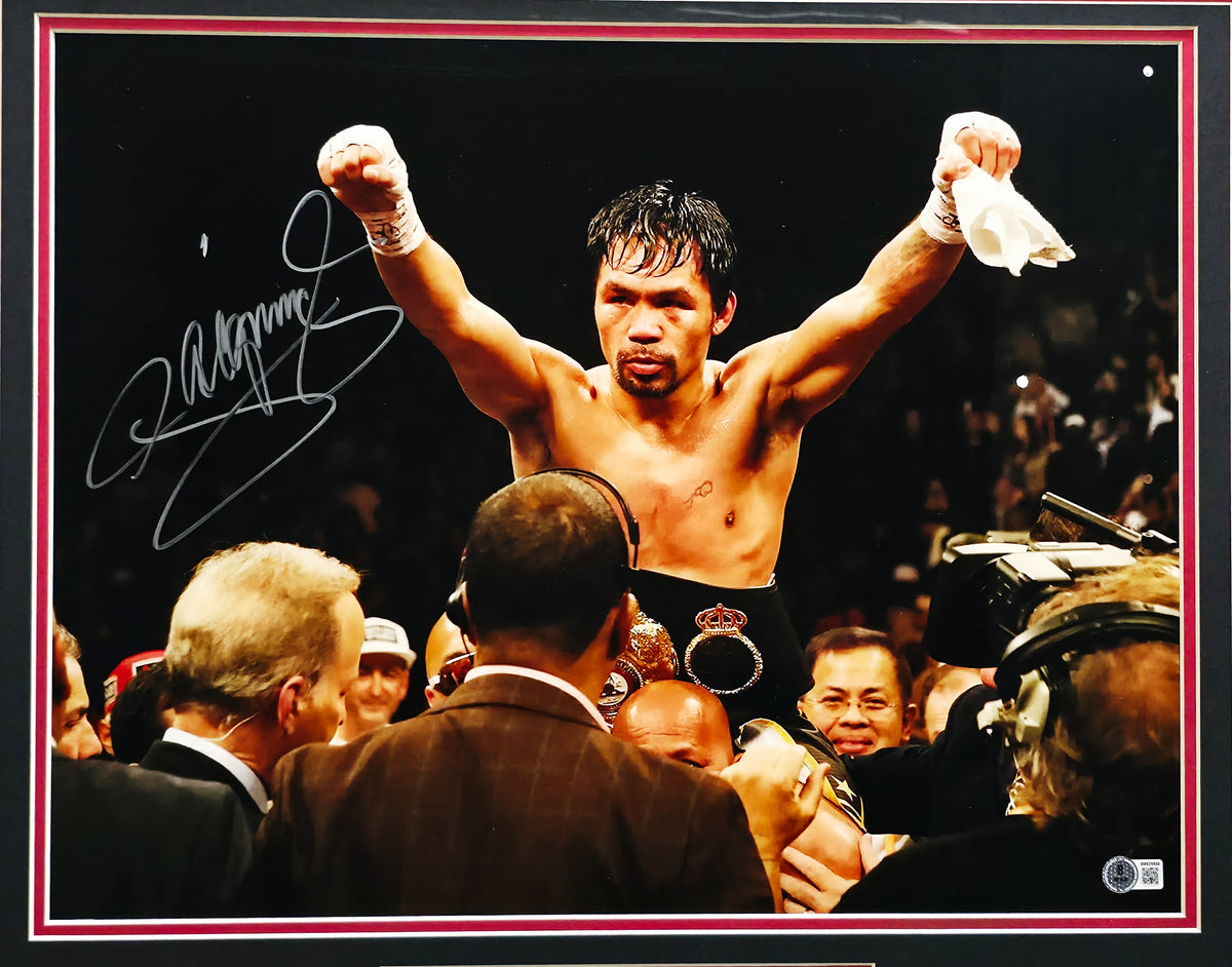 Manny Pacquiao Autographed Framed 16x20 Photo Beckett BAS Witness #4W629956