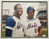 Willie Mays & Hank Aaron Autographed Framed 11x14 Photo JSA #YY45693