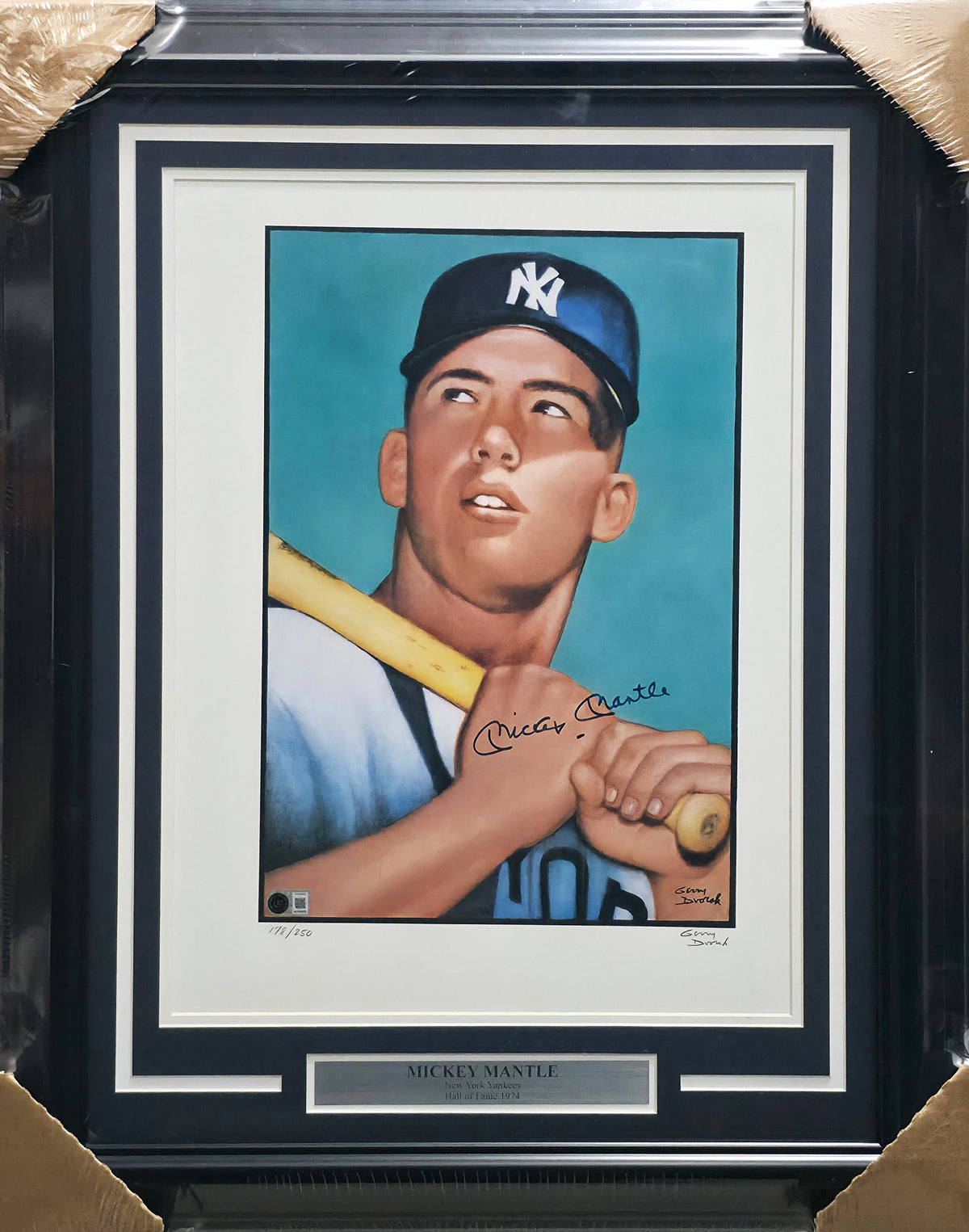 Mickey Mantle Autographed Framed 1952 Topps 16x20 Lithograph Photo New York Yankees #178/250 Beckett BAS #AG020309