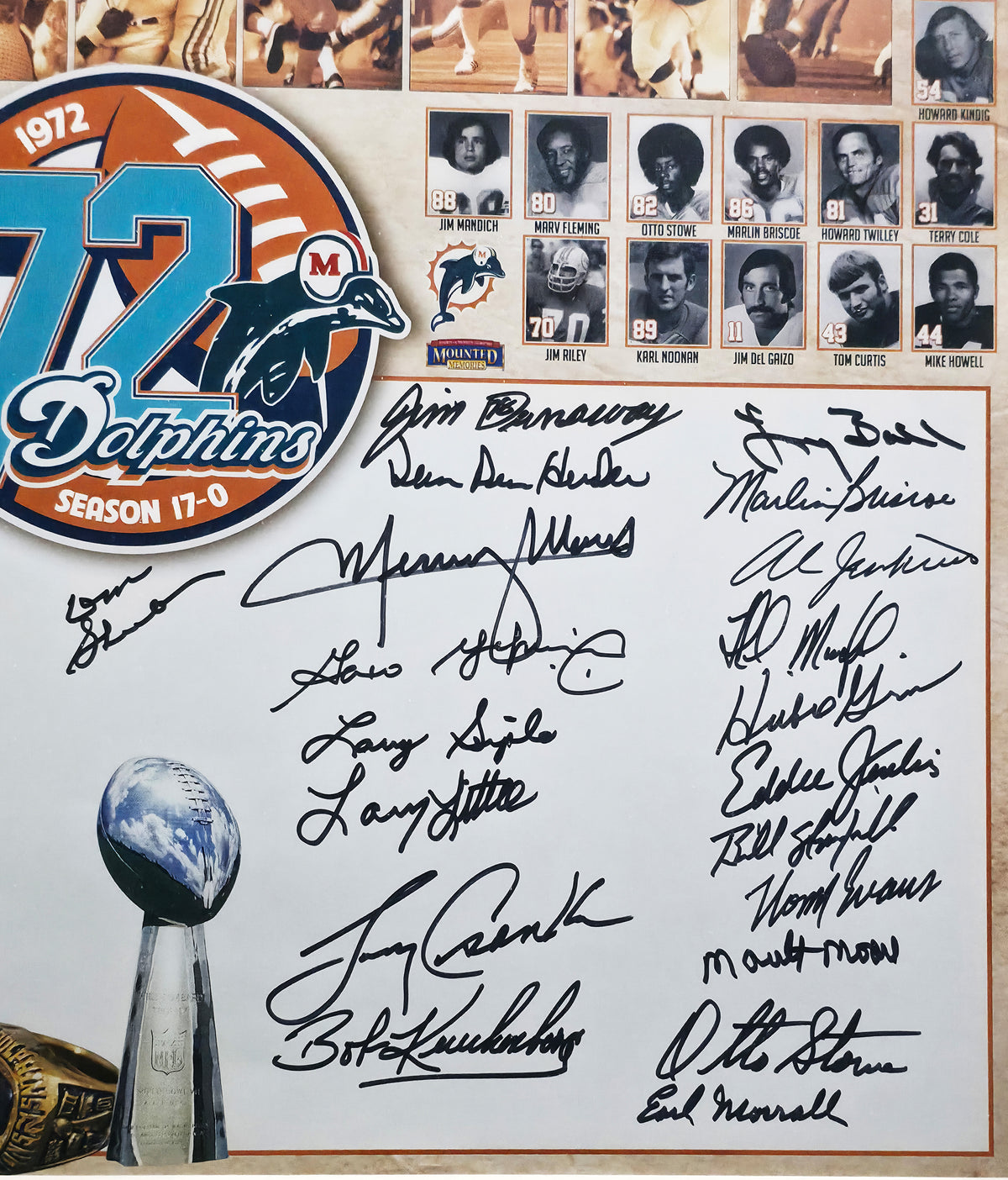 1972 Miami Dolphins Perfect Season Team Autographed Framed 20x24 Photo With 40+ Signatures Including Don Shula & Bob Griese Fanatics Holo #PV38508475