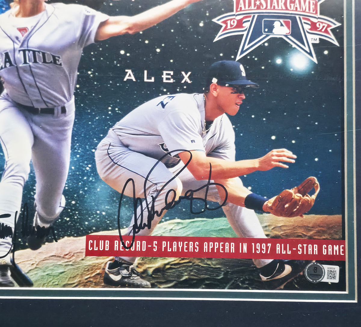 1997 Seattle Mariners All Stars Autographed Framed 12x30 Photo With 5 Signatures Including Ken Griffey Jr. & Randy Johnson Beckett BAS #AE85539