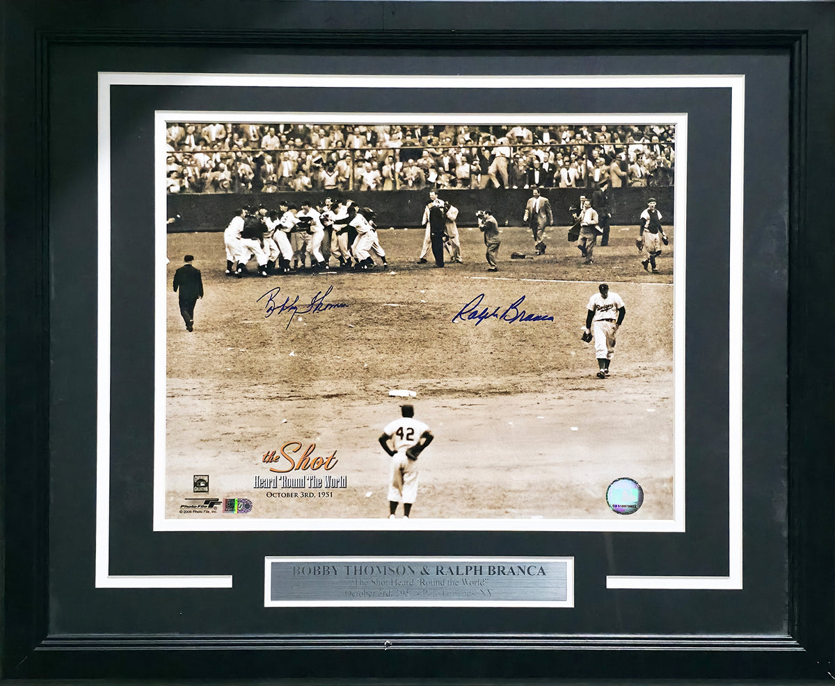 Bobby Thomson & Ralph Branca Autographed Framed 11x14 Photo Shot Heard Round the World SKU #268261