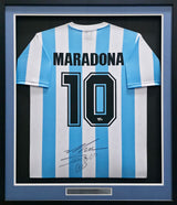 Argentina National Team Diego Maradona Autographed Framed Blue & White Le Coq Sportif Jersey Fanatics Holo #A984911