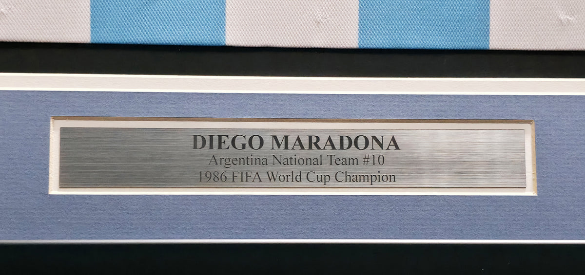 Argentina National Team Diego Maradona Autographed Framed Blue & White Le Coq Sportif Jersey Fanatics Holo #A984911