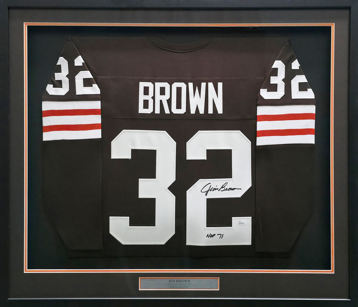 Cleveland Browns Jim Brown Autographed Framed Brown Jersey "HOF 71" JSA #W151168