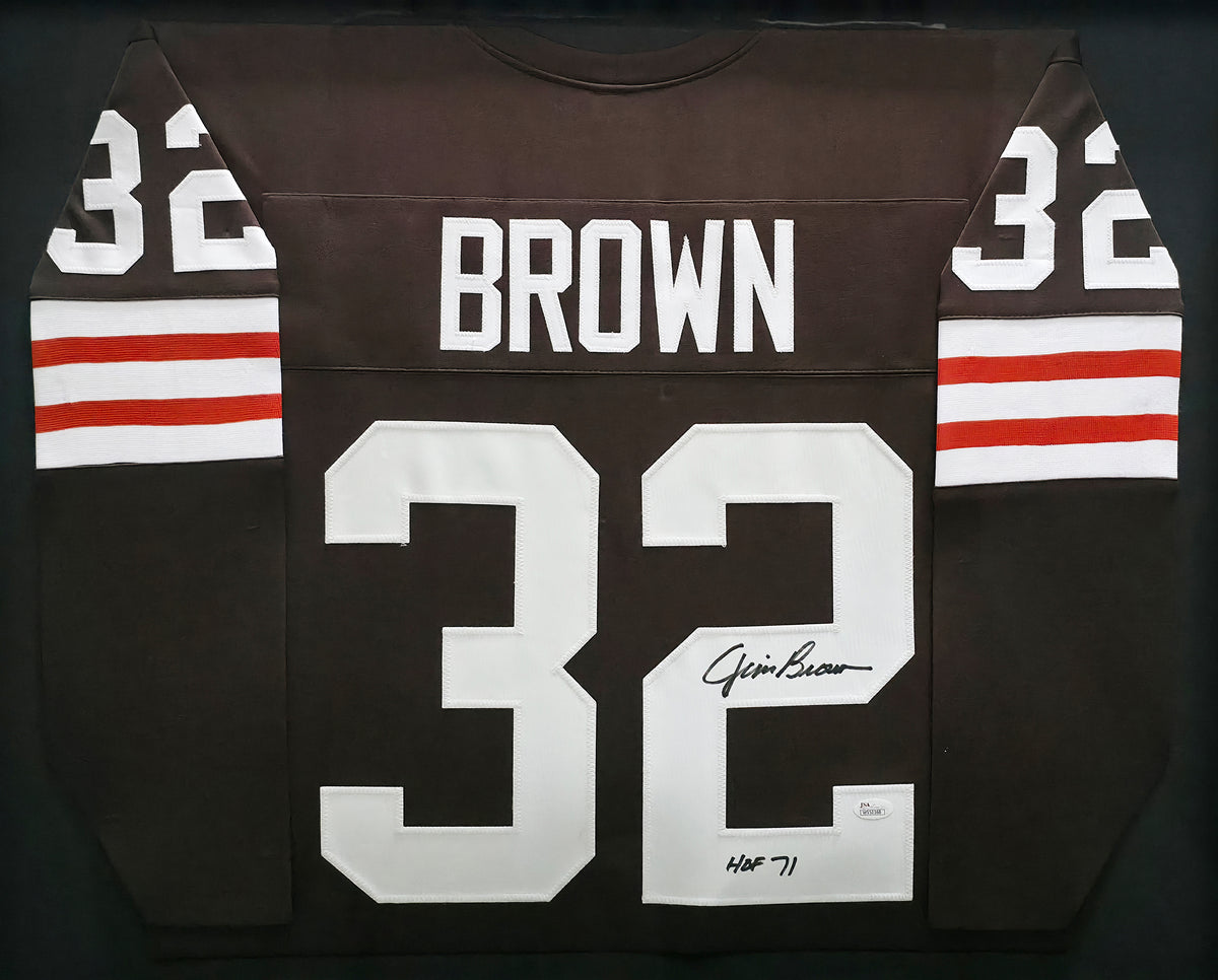 Cleveland Browns Jim Brown Autographed Framed Brown Jersey "HOF 71" JSA #W151168