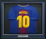 FC Barcelona Lionel Messi Autographed Framed Blue & Red Jersey Beckett BAS Witness #2W114085