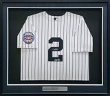 New York Yankees Derek Jeter Autographed Framed White Nike 2020 Hall of Fame Patch Jersey Fanatics Holo #GL68115672