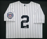 New York Yankees Derek Jeter Autographed Framed White Nike 2020 Hall of Fame Patch Jersey Fanatics Holo #GL68115672