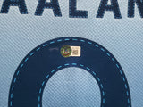 Manchester City Erling Haaland Autographed Framed Blue UEFA Puma Jersey Beckett BAS Witness #W111395