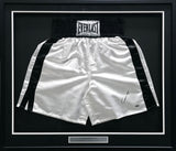 Cassius Clay aka Muhammad Ali Autographed Framed White & Black Everlast Boxing Trunks Steiner Holo SKU #268268