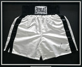 Cassius Clay aka Muhammad Ali Autographed Framed White & Black Everlast Boxing Trunks Steiner Holo SKU #268268