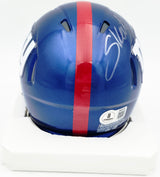 Cam Skattebo Autographed New York Giants Blue Speed Mini Helmet Beckett BAS QR #BX32787