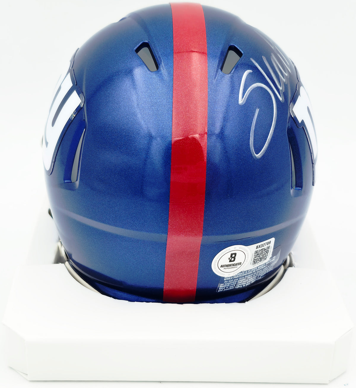 Cam Skattebo Autographed New York Giants Blue Speed Mini Helmet Beckett BAS QR #BX32789