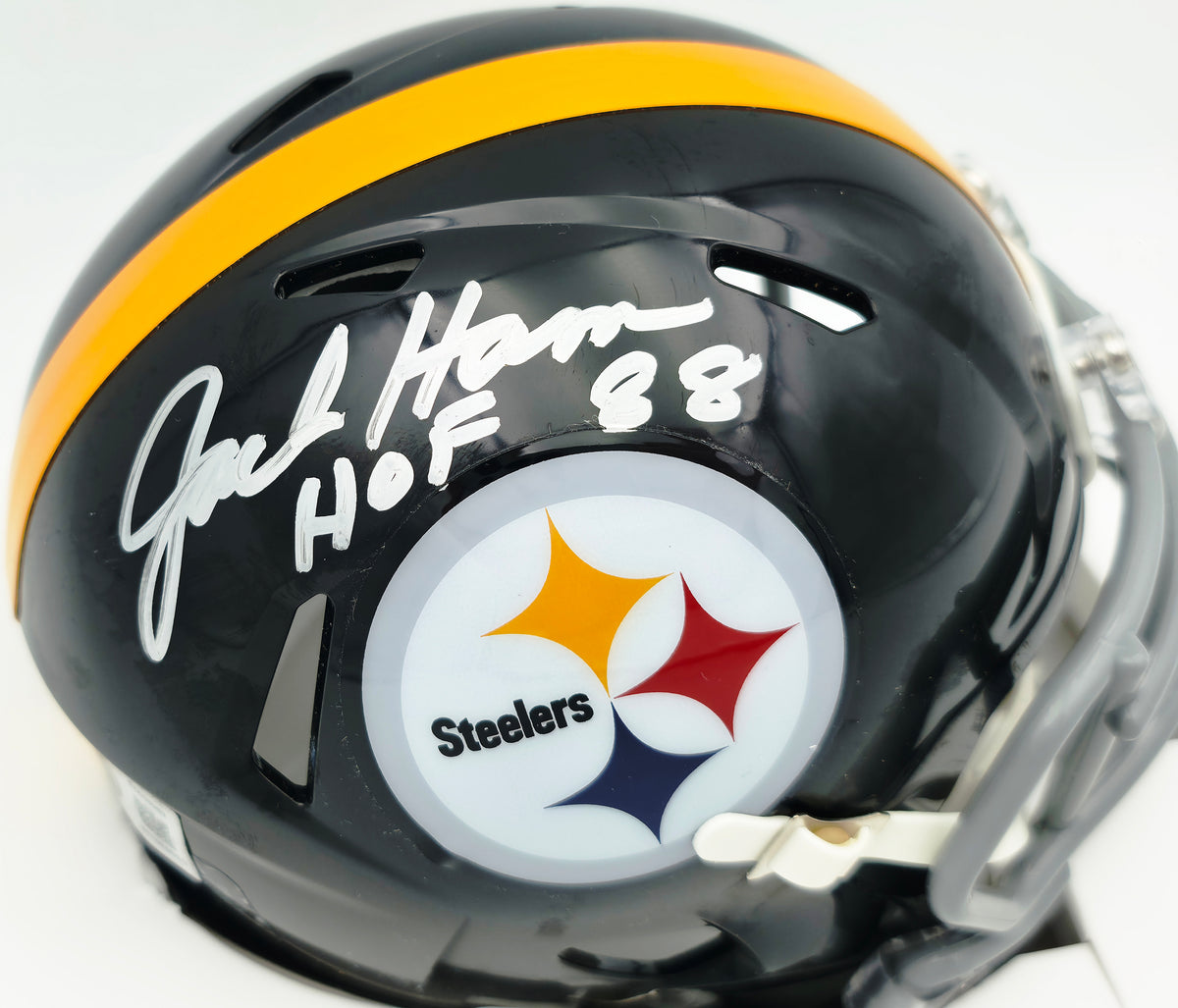 Jack Ham Autographed Pittsburgh Steelers Black Speed Mini Helmet (Scuffed) Beckett BAS Witness #5W038983