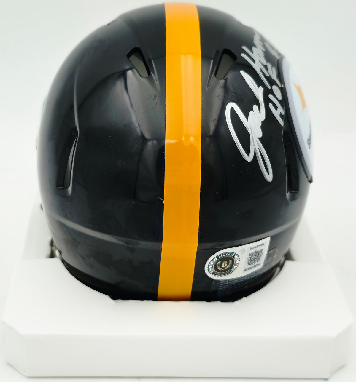 Jack Ham Autographed Pittsburgh Steelers Black Speed Mini Helmet (Scuffed) Beckett BAS Witness #5W038983