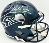 Mike Macdonald Autographed Seattle Seahawks Rivalries Full Size Speed Replica Helmet "We Did Not Care" (Smudged) Beckett BAS Witness #4W801943