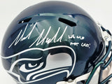 Mike Macdonald Autographed Seattle Seahawks Rivalries Full Size Speed Replica Helmet "We Did Not Care" (Smudged) Beckett BAS Witness #4W801943