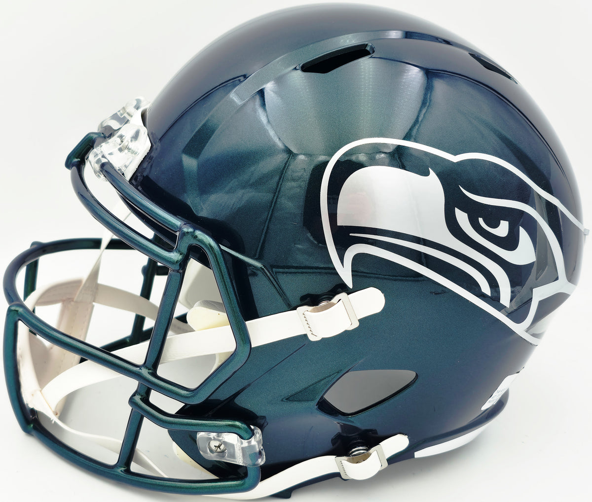 Mike Macdonald Autographed Seattle Seahawks Rivalries Full Size Speed Replica Helmet "We Did Not Care" (Smudged) Beckett BAS Witness #4W801943