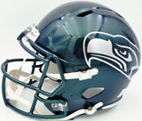 Mike Macdonald Autographed Seattle Seahawks Rivalries Full Size Speed Replica Helmet "We Did Not Care" (Smudged) Beckett BAS Witness #4W801946