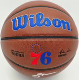 Allen Iverson Autographed Official NBA Leather Composite Basketball Philadelphia 76ers Beckett BAS Witness #3W066732