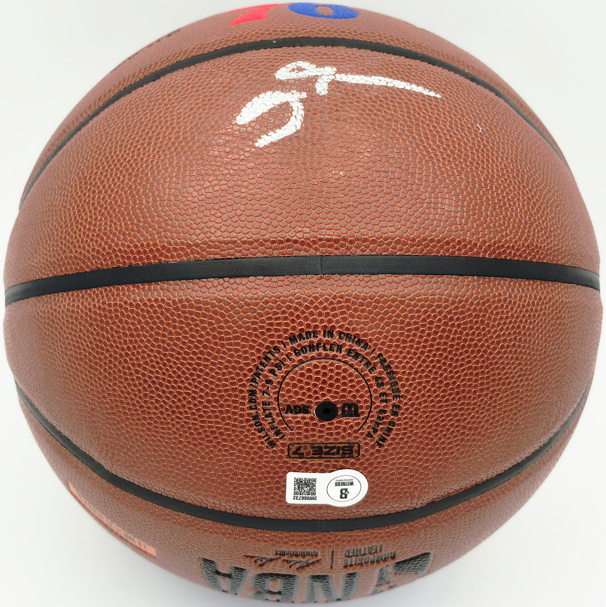Allen Iverson Autographed Official NBA Leather Composite Basketball Philadelphia 76ers Beckett BAS Witness #3W066732