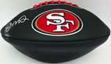 Joe Montana Autographed Official Rawlings Black Football San Francisco 49ers (Flat, Smudged) Beckett BAS #WA82175
