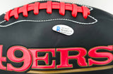 Joe Montana Autographed Official Rawlings Black Football San Francisco 49ers (Flat, Smudged) Beckett BAS #WA82175