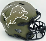 Aidan Hutchinson Autographed Detroit Lions Full Size Salute to Service Speed Replica Helmet Beckett BAS Witness #W577100