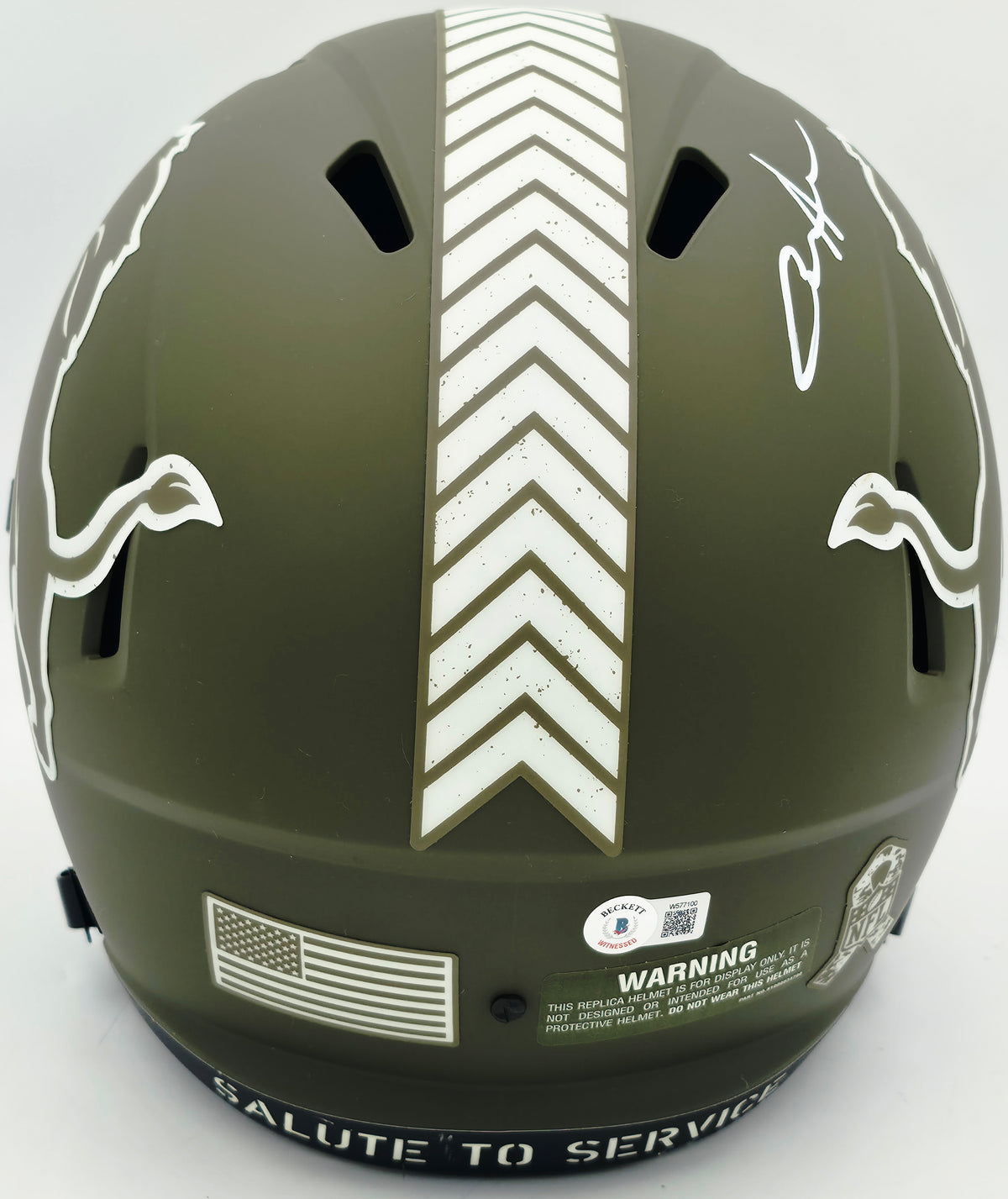 Aidan Hutchinson Autographed Detroit Lions Full Size Salute to Service Speed Replica Helmet Beckett BAS Witness #W577100