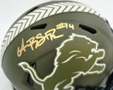 Amon-Ra St. Brown Autographed Detroit Lions Salute to Service Speed Mini Helmet Beckett BAS Witness #W350971