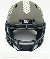 Amon-Ra St. Brown Autographed Detroit Lions Salute to Service Speed Mini Helmet Beckett BAS Witness #W350971