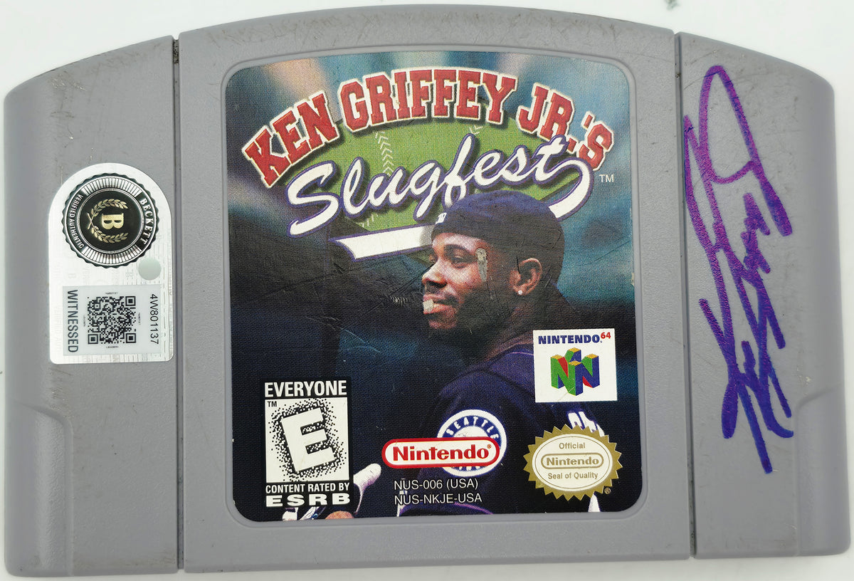 Ken Griffey Jr. Autographed Slugfest N64 Game Cartridge Seattle Mariners Beckett BAS Witness #4W801137