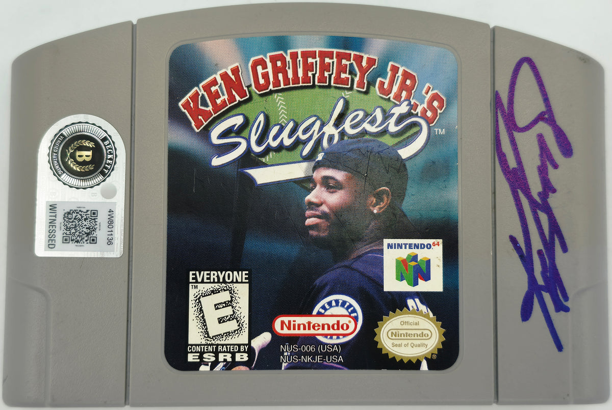 Ken Griffey Jr. Autographed Slugfest N64 Game Cartridge Seattle Mariners Beckett BAS Witness #4W801136