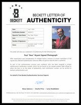 Paul "Bear" Bryant Autographed Framed 8x10 Photo Alabama Crimson Tide "Best Wishes" Beckett BAS #AG020311
