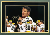 Brett Favre Autographed Framed 16x24 Photo Green Bay Packers Beckett BAS QR #BS43786