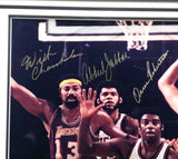 Wilt Chamberlain, Kareem Abdul-Jabbar & Oscar Robertson Autographed Framed 16x20 Photo Auto Grade Gem Mint 10 Beckett BAS #AE16662