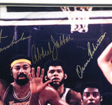 Wilt Chamberlain, Kareem Abdul-Jabbar & Oscar Robertson Autographed Framed 16x20 Photo Auto Grade Gem Mint 10 Beckett BAS #AE16662