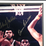 Wilt Chamberlain, Kareem Abdul-Jabbar & Oscar Robertson Autographed Framed 16x20 Photo Auto Grade Gem Mint 10 Beckett BAS #AE16662