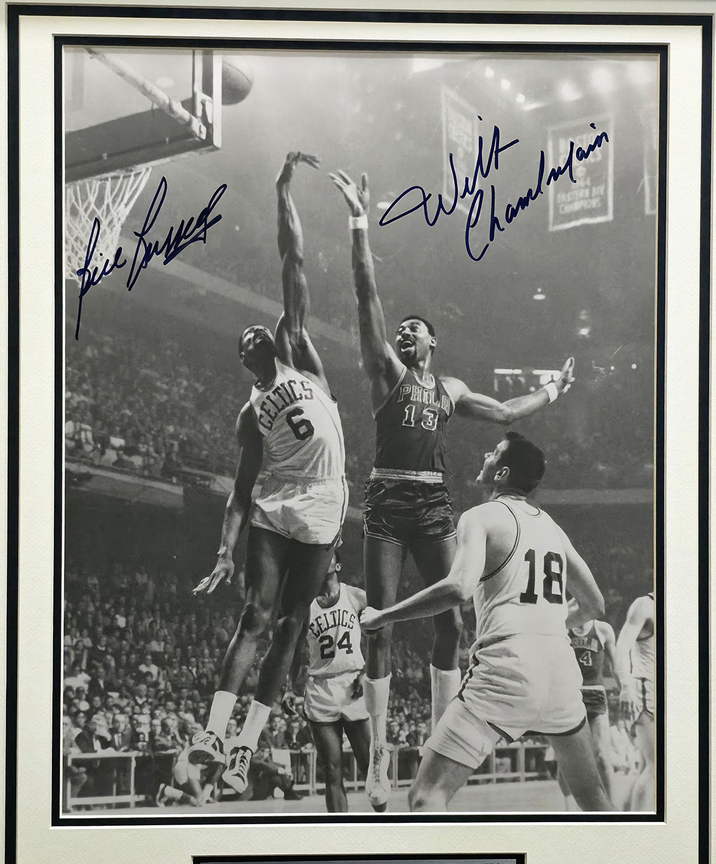 Wilt Chamberlain & Bill Russell Autographed Framed 16x20 Photo Beckett BAS #AE16663